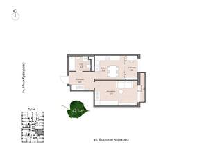 1-к квартира, вторичка, 41м2, 19/24 этаж