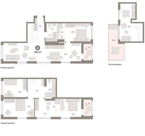 4-к квартира, вторичка, 185м2, 3/8 этаж