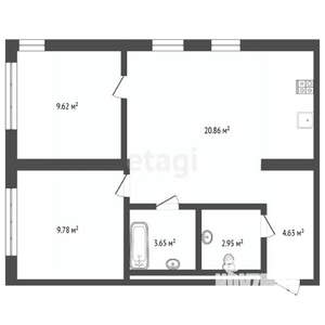 2-к квартира, вторичка, 52м2, 12/18 этаж