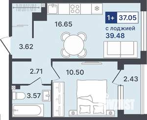 1-к квартира, строящийся дом, 37м2, 2/8 этаж