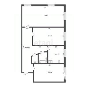 3-к квартира, вторичка, 71м2, 2/4 этаж