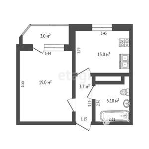 1-к квартира, вторичка, 42м2, 5/14 этаж
