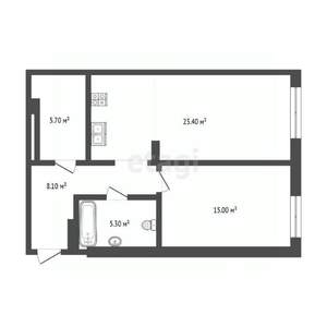 1-к квартира, вторичка, 58м2, 8/16 этаж