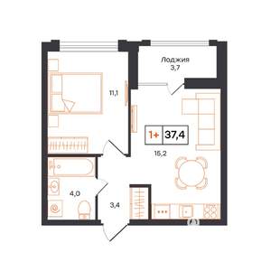 1-к квартира, вторичка, 37м2, 3/17 этаж