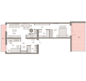 2-к квартира, вторичка, 91м2, 2/25 этаж