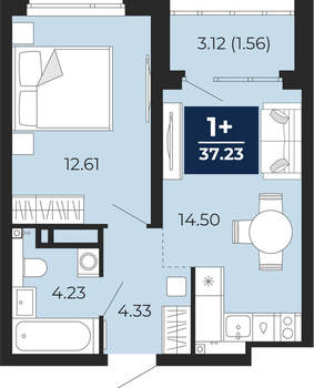 1-к квартира, вторичка, 37м2, 17/22 этаж