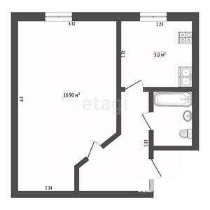 1-к квартира, вторичка, 29м2, 1/5 этаж