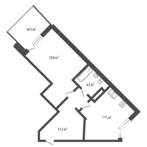 1-к квартира, вторичка, 62м2, 21/25 этаж