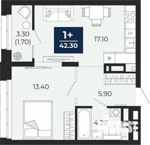 1-к квартира, вторичка, 42м2, 8/24 этаж
