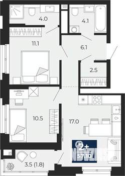 2-к квартира, вторичка, 57м2, 5/14 этаж