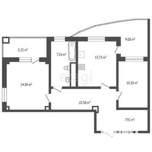 2-к квартира, вторичка, 64м2, 12/22 этаж