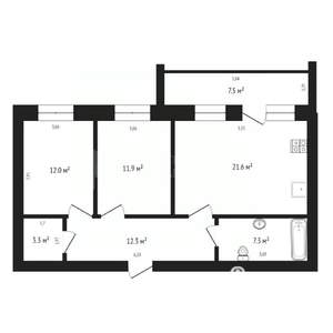 2-к квартира, вторичка, 71м2, 4/9 этаж