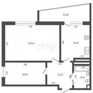 2-к квартира, вторичка, 43м2, 12/16 этаж