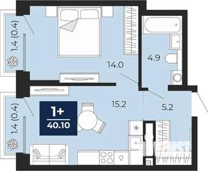 1-к квартира, сданный дом, 42м2, 11/16 этаж