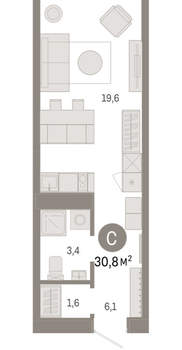 Студия квартира, вторичка, 31м2, 4/25 этаж