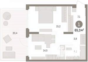 1-к квартира, вторичка, 65м2, 2/8 этаж
