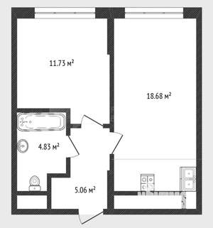 1-к квартира, вторичка, 40м2, 13/23 этаж