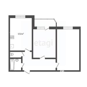 2-к квартира, вторичка, 59м2, 5/9 этаж