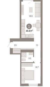 1-к квартира, вторичка, 46м2, 6/8 этаж