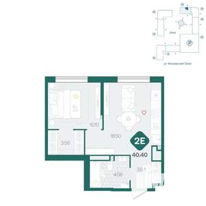 2-к квартира, вторичка, 40м2, 3/17 этаж