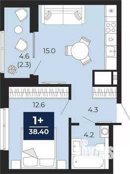 1-к квартира, вторичка, 38м2, 20/25 этаж