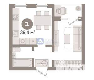 1-к квартира, вторичка, 39м2, 7/16 этаж