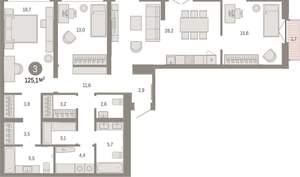3-к квартира, вторичка, 125м2, 6/16 этаж