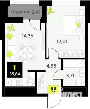 1-к квартира, вторичка, 36м2, 6/14 этаж