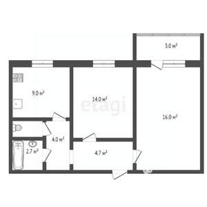 2-к квартира, вторичка, 50м2, 4/10 этаж