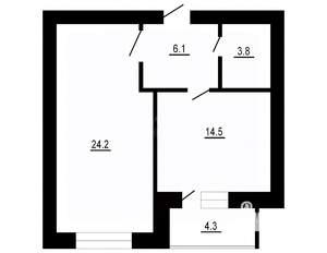 1-к квартира, вторичка, 53м2, 12/14 этаж