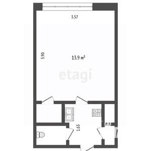 Студия квартира, вторичка, 20м2, 5/5 этаж