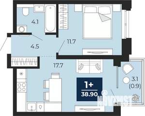 1-к квартира, сданный дом, 41м2, 13/14 этаж