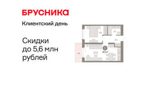 1-к квартира, вторичка, 47м2, 5/11 этаж