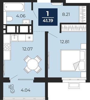 1-к квартира, вторичка, 41м2, 2/24 этаж