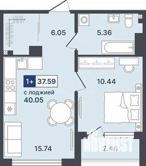 1-к квартира, строящийся дом, 38м2, 4/8 этаж