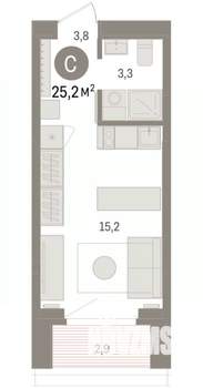 Студия квартира, вторичка, 25м2, 9/16 этаж