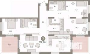 3-к квартира, вторичка, 139м2, 17/17 этаж