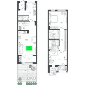 2-к квартира, строящийся дом, 109м2, 1/1 этаж
