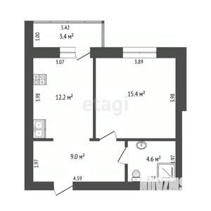 1-к квартира, вторичка, 41м2, 1/16 этаж
