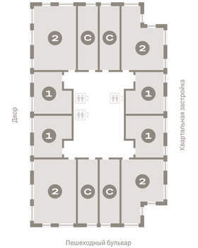 2-к квартира, вторичка, 64м2, 8/25 этаж