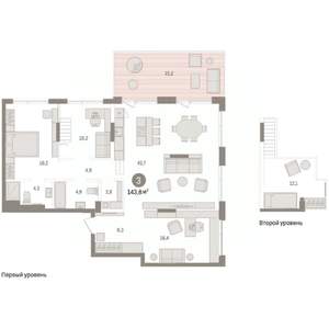 3-к квартира, вторичка, 144м2, 1/17 этаж