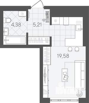 Студия квартира, вторичка, 29м2, 3/24 этаж