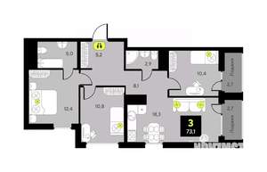 3-к квартира, вторичка, 73м2, 20/23 этаж