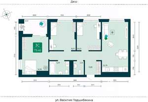 3-к квартира, вторичка, 79м2, 5/7 этаж