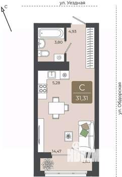 Студия квартира, вторичка, 31м2, 15/15 этаж