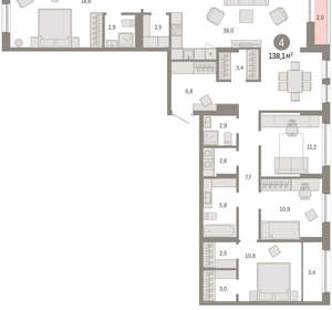 4-к квартира, вторичка, 138м2, 8/17 этаж