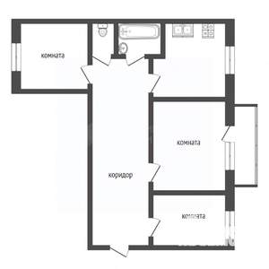 3-к квартира, вторичка, 60м2, 2/9 этаж