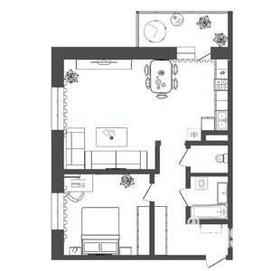 1-к квартира, вторичка, 53м2, 7/16 этаж