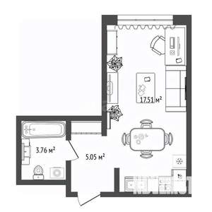 Студия квартира, вторичка, 26м2, 2/13 этаж