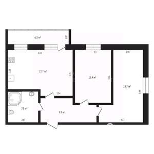 2-к квартира, вторичка, 74м2, 5/18 этаж